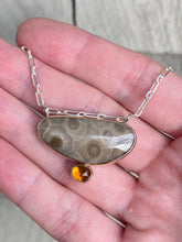 Load image into Gallery viewer, Connected Petoskey and Citrine Statement Necklace