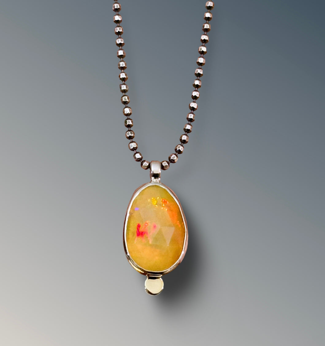 Welo Opal Necklace with Gold Disc