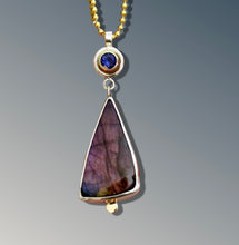 Load image into Gallery viewer, Discounted Labradorite with Iolite Circle Dangle Necklace