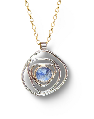 Layered Organic Rainbow Moonstone Statement Necklace