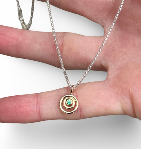 Layered Circle Emerald Necklace