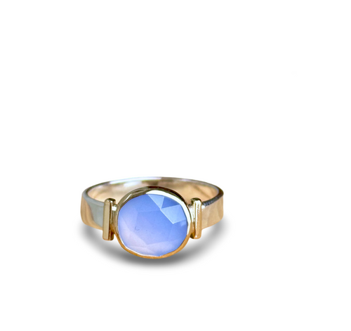 Chalcedony Ring with Gold Bars