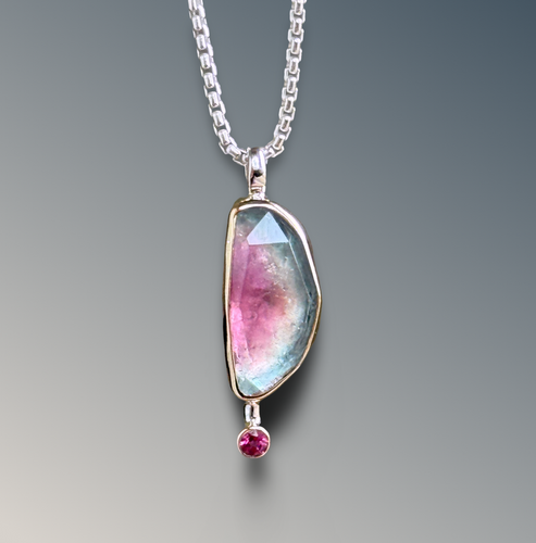 Bicolor Tourmaline Drop Necklace