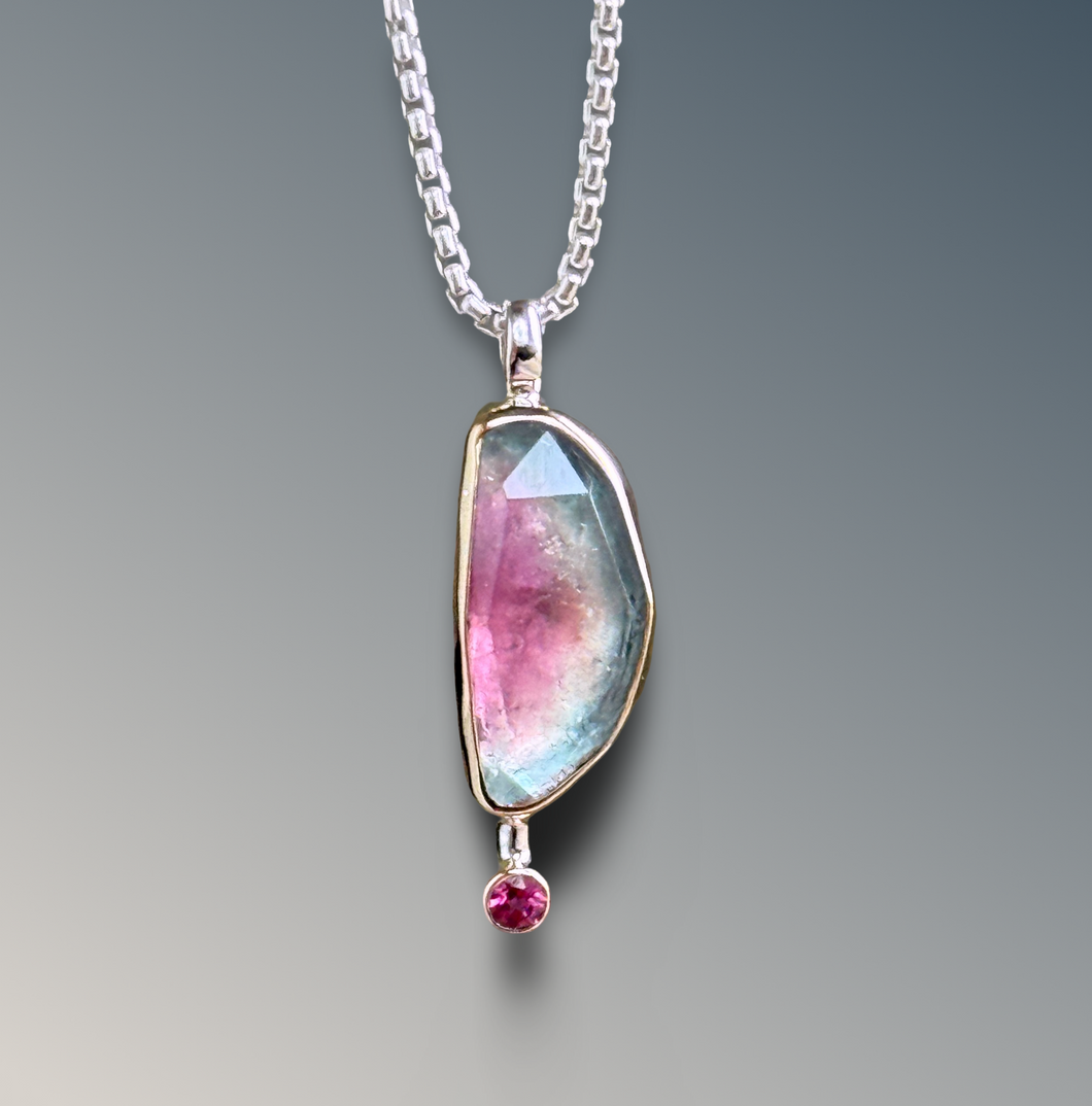 Bicolor Tourmaline Drop Necklace