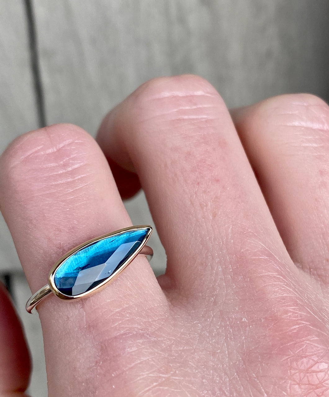Simple Teardrop Blue Tourmaline Ring