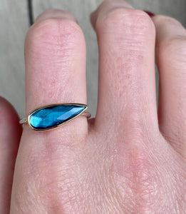 Simple Teardrop Blue Tourmaline Ring