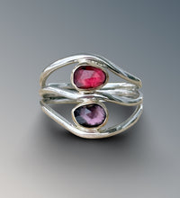 Load image into Gallery viewer, Two Stone Split Curved Spinel Ring