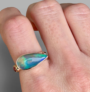 Welo Opal with Rose Zircon Statement Ring