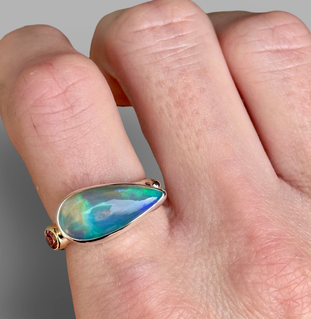 Welo Opal with Rose Zircon Statement Ring