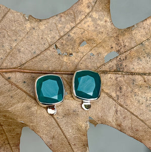 Portrait Cut Chrysoprase Statement Studs