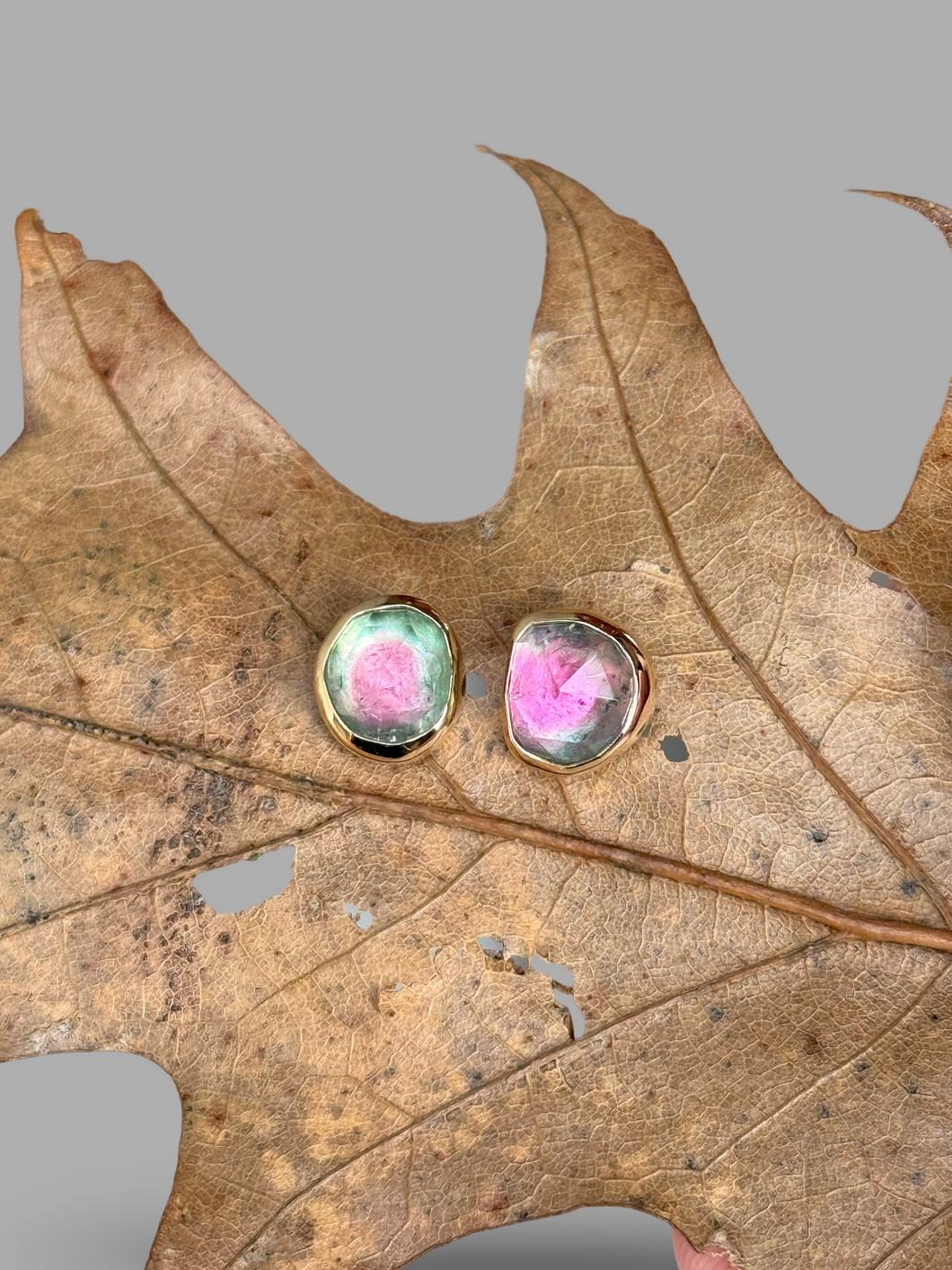 Simple Watermelon Tourmaline Studs