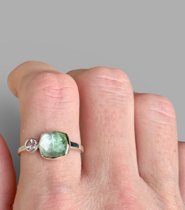 Green Tourmaline with Morganite Ring