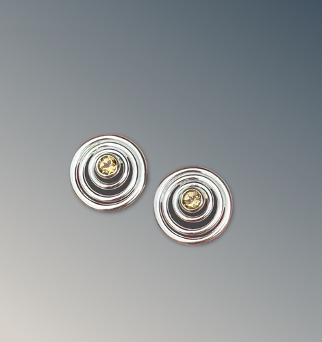 Layered Citrine Circle Statement Studs