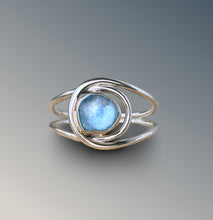 Load image into Gallery viewer, Horizontal Layered Swiss Blue Topaz Ring