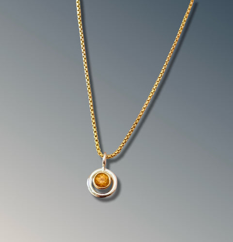 4mm Spessartine Garnet Circle Necklace