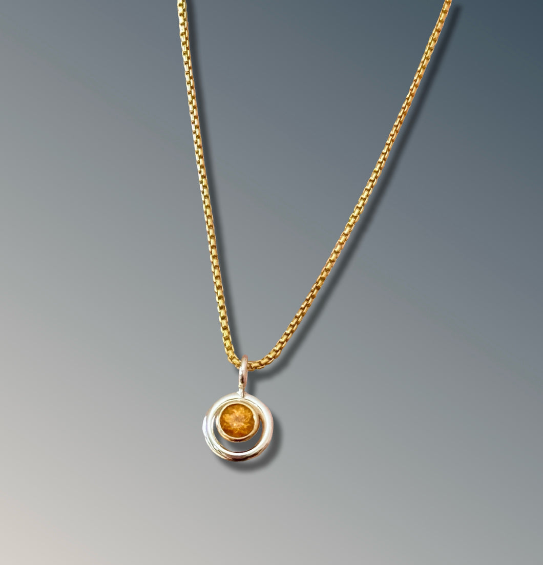 4mm Spessartine Garnet Circle Necklace