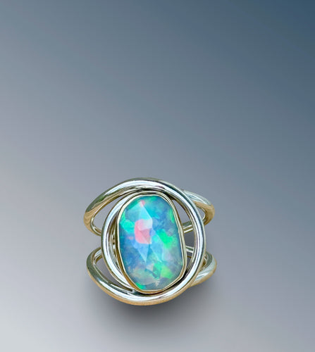 Layered Welo Opal Statement Ring