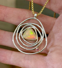 Load image into Gallery viewer, Layered Organic Opal Statement Necklace with Tourmaline