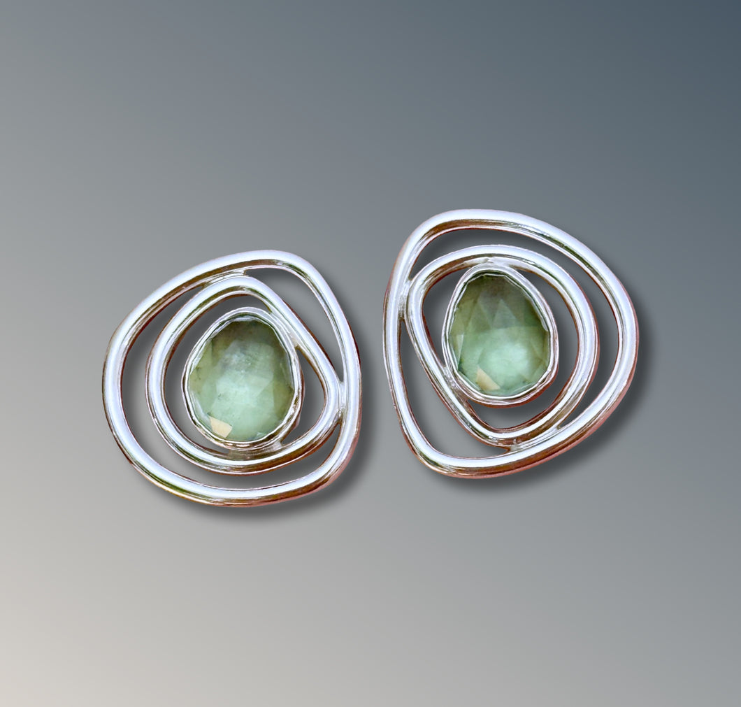 Mini Layered Organic Green Apatite Studs