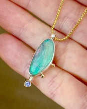 Load image into Gallery viewer, Australian Opal with Tanzanite Drop Necklace