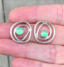 Load image into Gallery viewer, Mini Layered Chrysoprase Studs