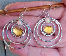 Load image into Gallery viewer, Citrine and Opal Layered Circle Hoops
