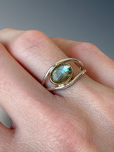 Load image into Gallery viewer, Split Curved Labradorite Ring