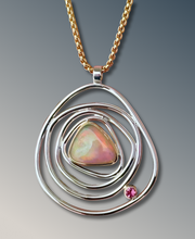 Load image into Gallery viewer, Layered Organic Opal Statement Necklace with Tourmaline