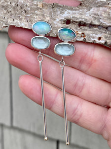 Opal and Aquamarine Pindrop Earrings