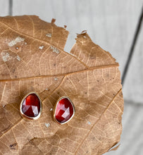 Load image into Gallery viewer, Simple Gold and Silver Garnet Studs