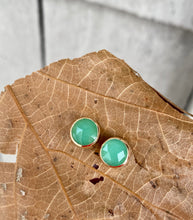 Load image into Gallery viewer, Simple Gold and Silver Chrysoprase Studs