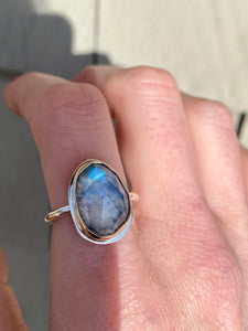Gold and Silver Statement Moonstone Ring