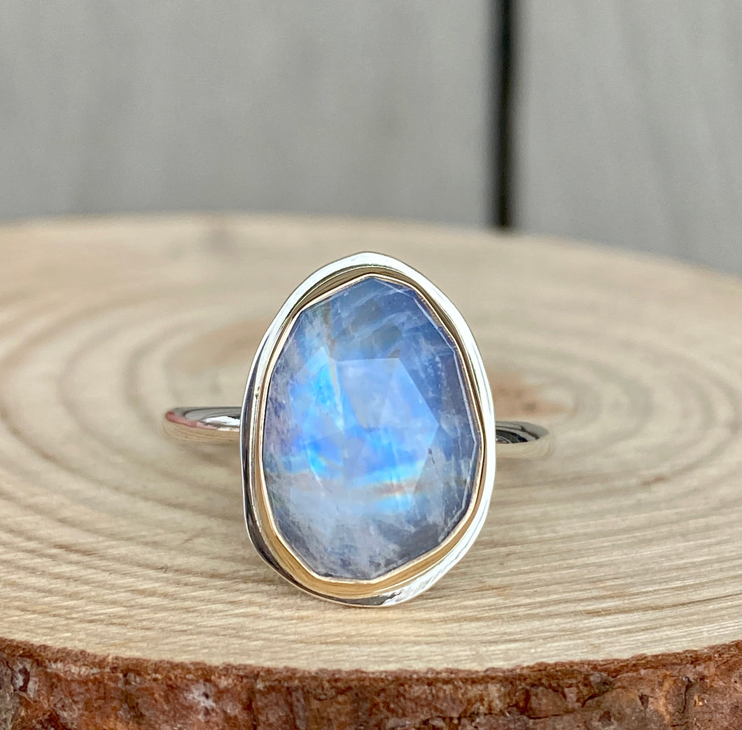 Gold and Silver Statement Moonstone Ring