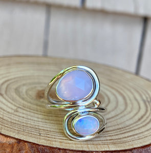 Lavender Quartz and Opal Swirl Ring