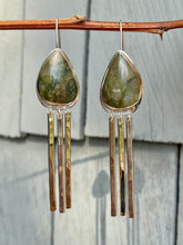 Load image into Gallery viewer, Gold and Silver Unakite Fringe Earrings