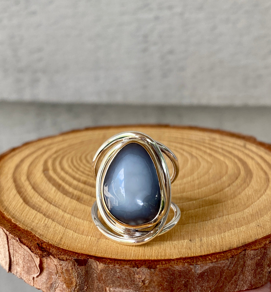 Layered Botryoidal Chalcedony Statement Ring