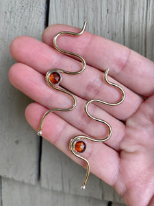 Orange Kyanite Squiggle Earrings